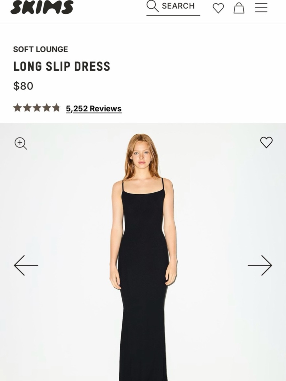 SKIMS Black Long Slip Maxi Dress
